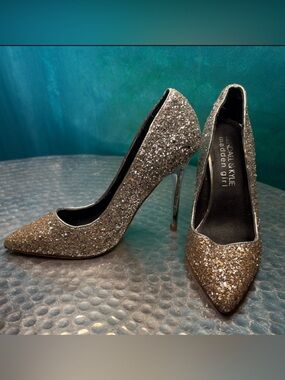 Madden Girl Oohlalas Silver Ombré Sparkling Glitter Stiletto Heels Shoes